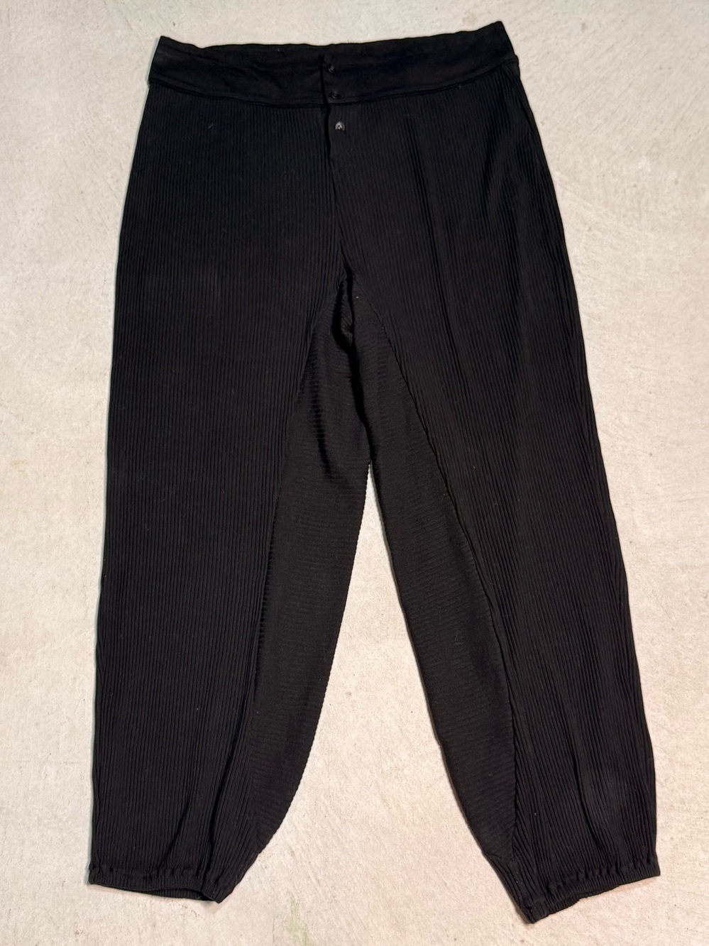 Free People Intimately Women's Black Pajama Wide Pants Ribbed Joggers XL TEP 109